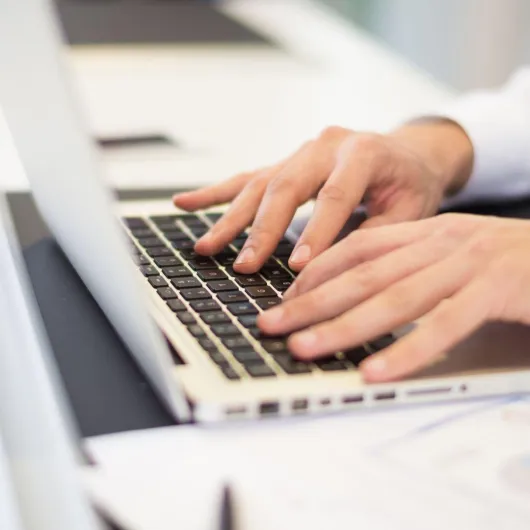 Hand on keyboard
