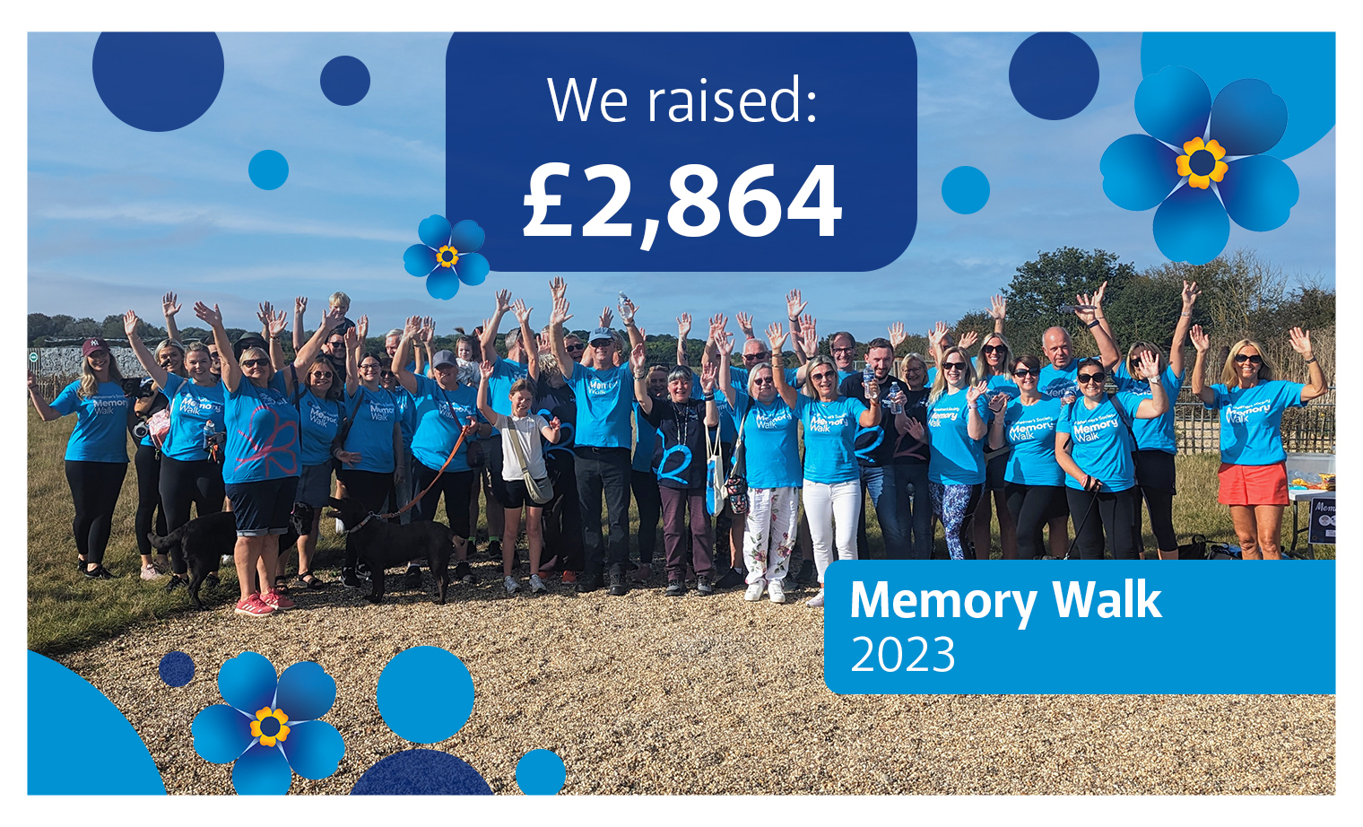 Prime Appointments staff wearing Blue Memory Walk T-shirts in aid of Alzheimers, Raising £2,864 for the event 2