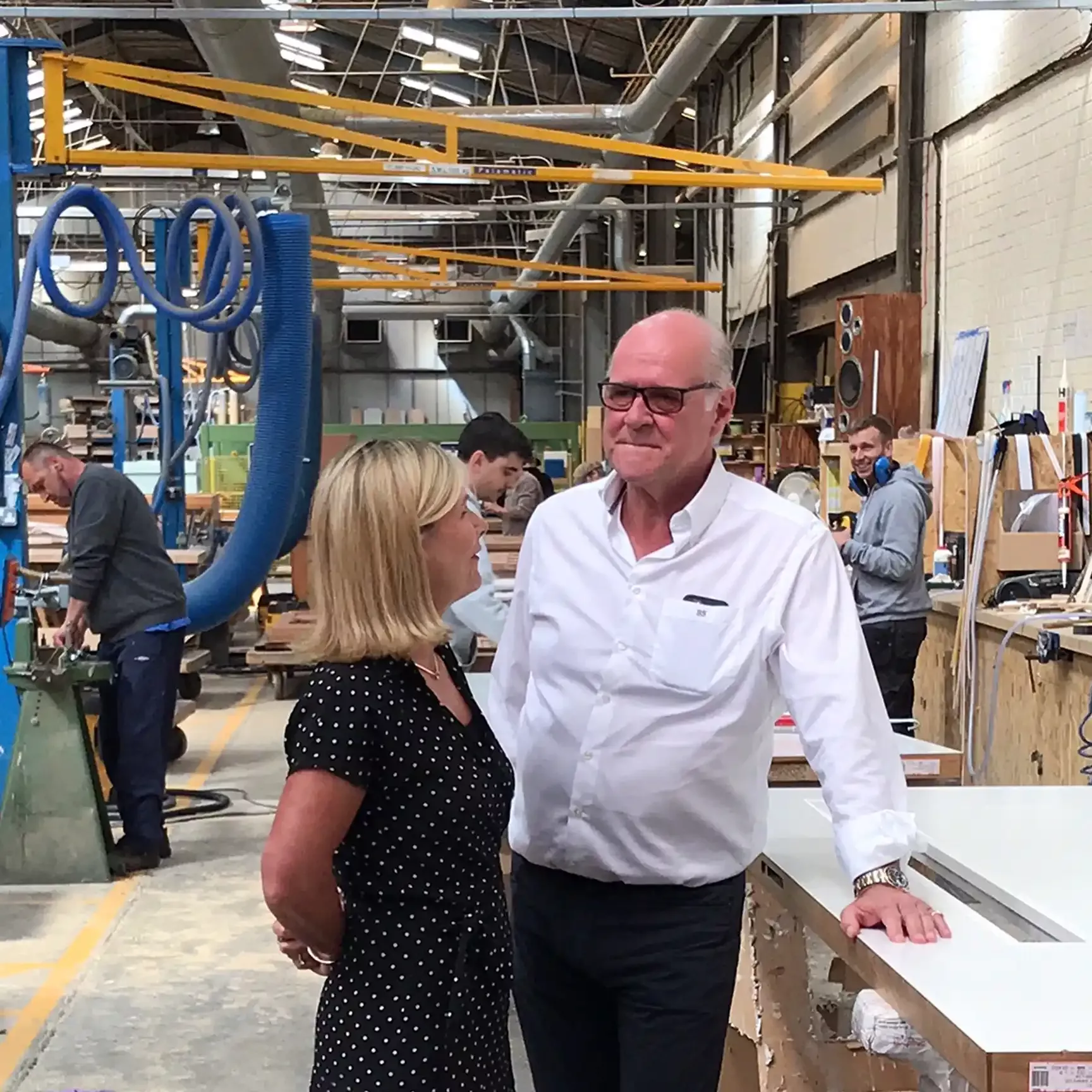 MD Robyn Holmes of Prime Appointments visiting Simon Shadbolt of Shadbolts, whilst speaking about the local recruitment market in East Anglia