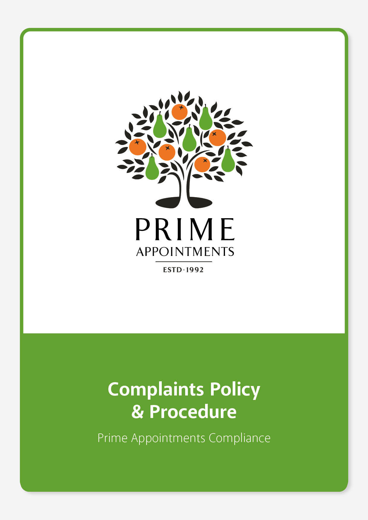 Prime Appointments Complaints Policy Procedure Cover