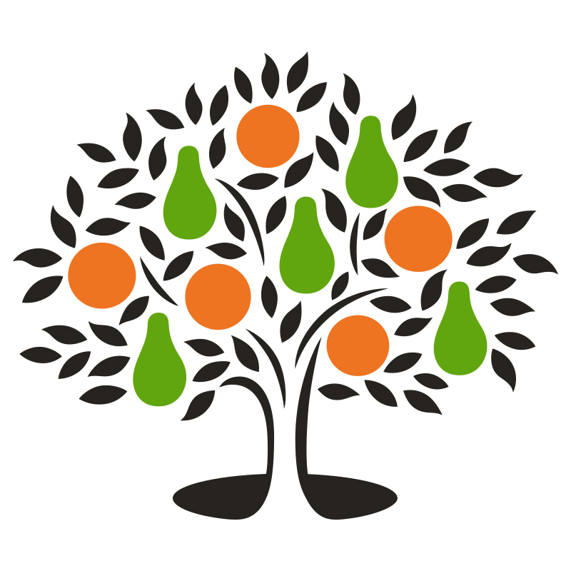 Prime Appointments Logo of tree with green pears and oranges hanging from branches