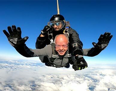 Peter Holmes, Director at Prime Appointments doing tandem skydive in aid of Alzheimers